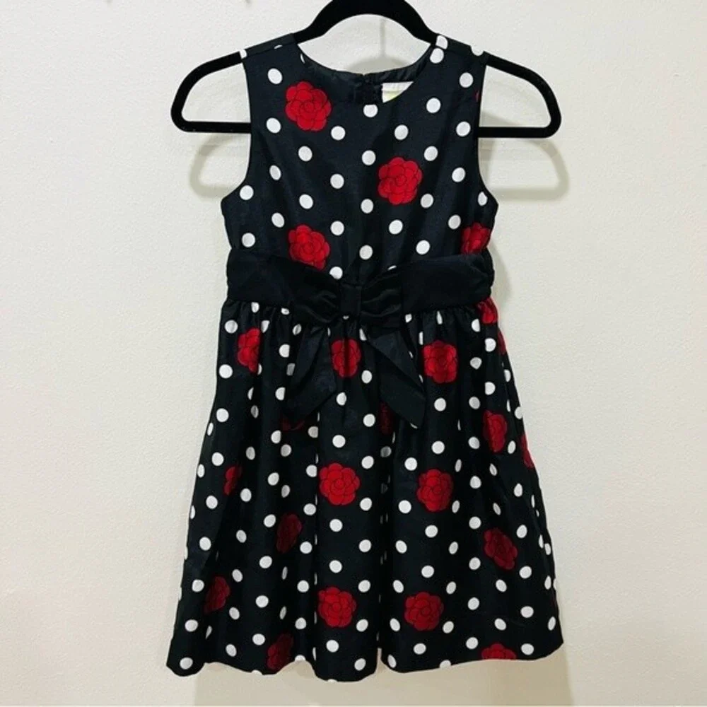 Crazy 8 Floral Black & White Polka Dot Sleeveless Dress in Girl's Size 8